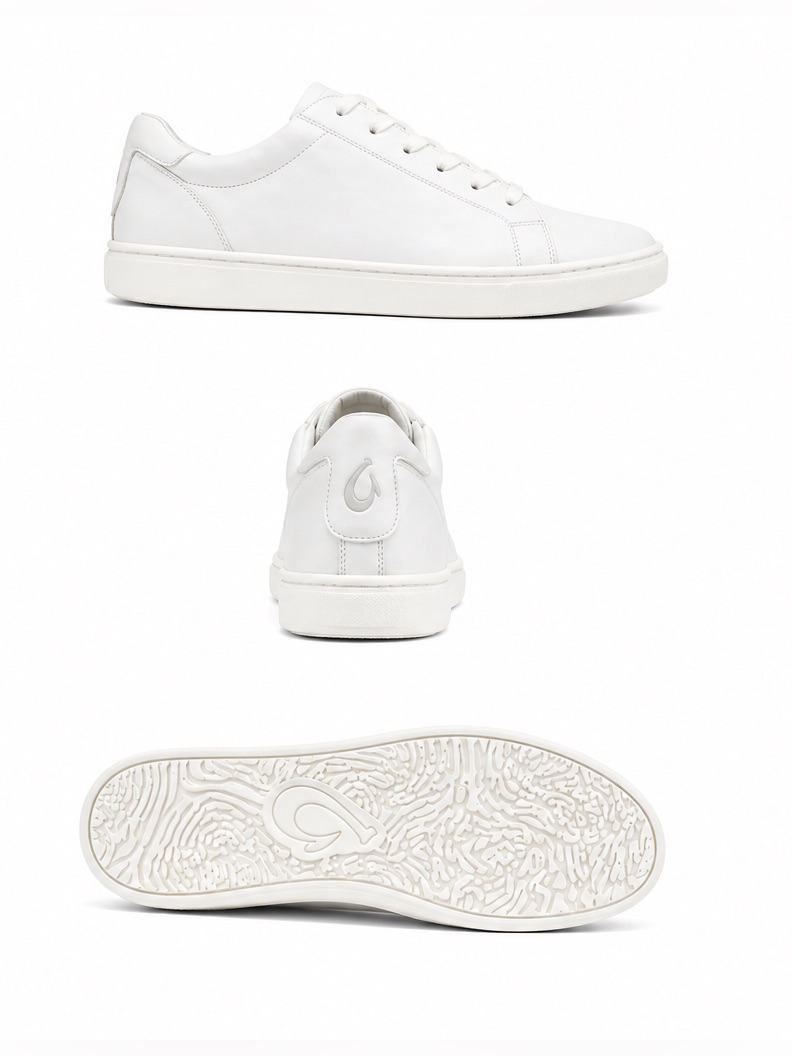 Olukai Pehuea Li ‘Ili Leather Sneakers Bright White 8 Brand New — image 7 of 8